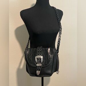 Brighton Black Crossbody Bag with Silver Accents